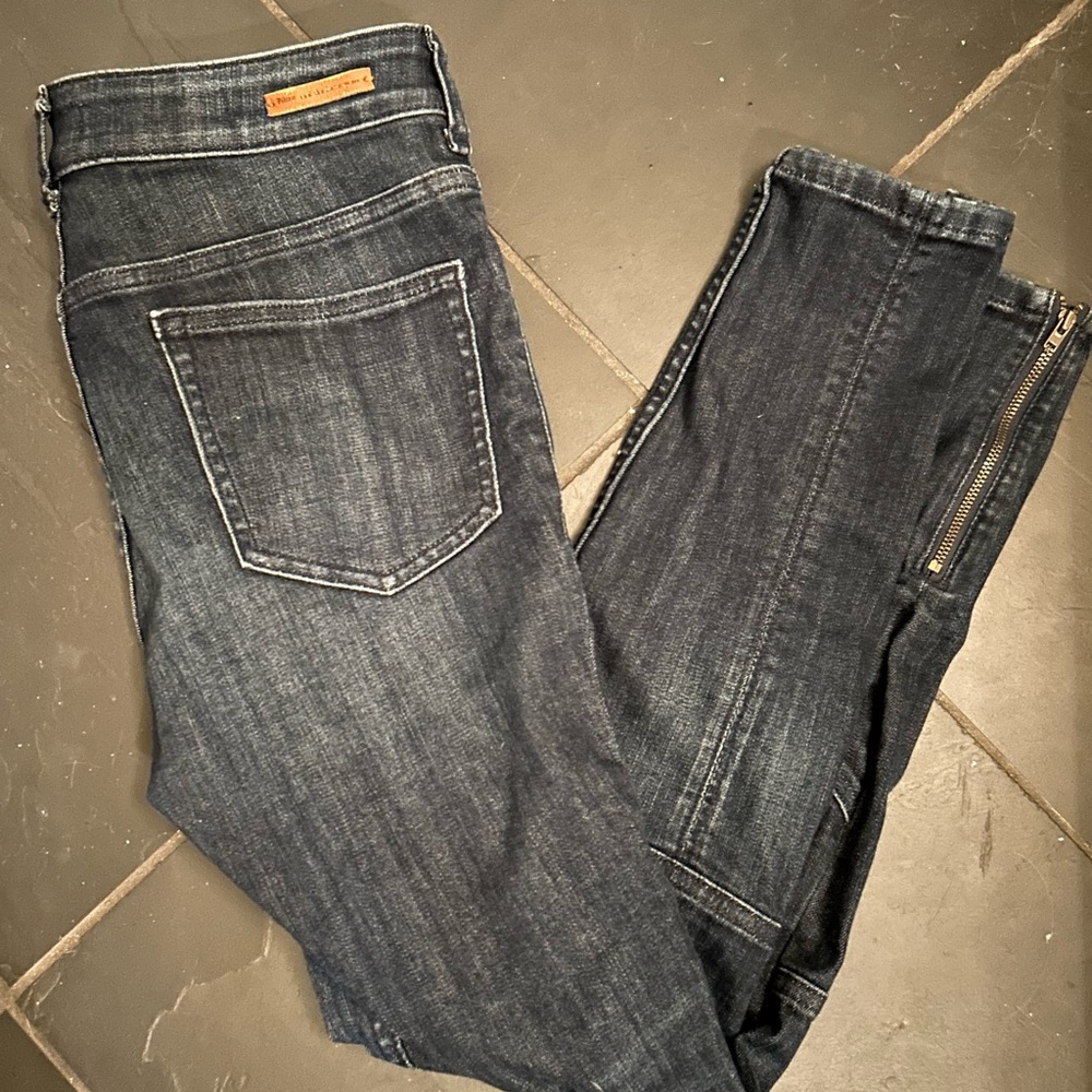 Pilcro Dark Blue High Rise Denim Legging Jeans Zip Ankles Size 28